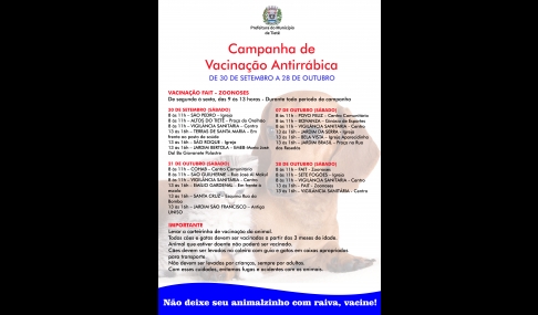Campanha de Vacinação contra a raiva em Tietê